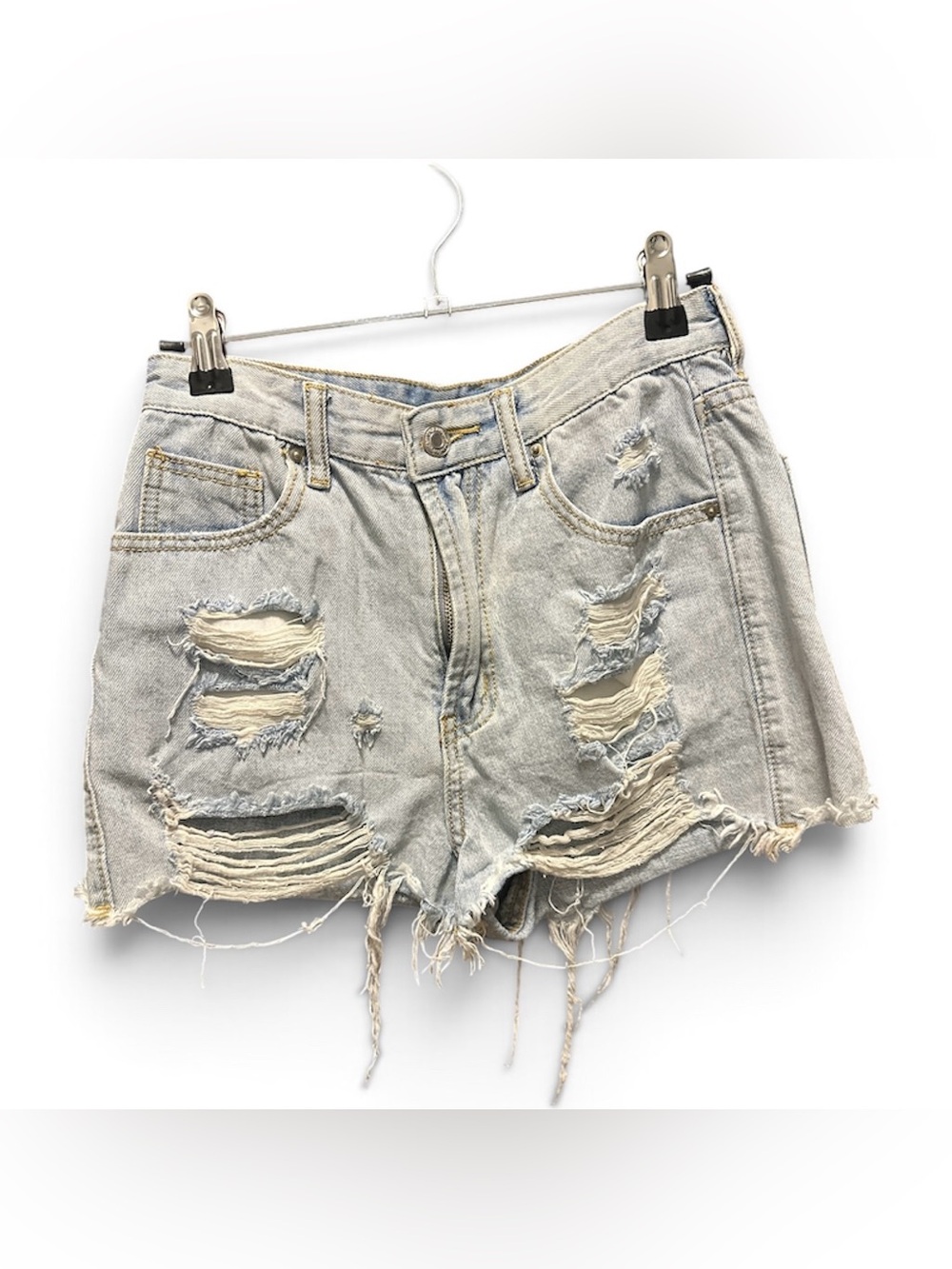 Light Wash Distressed Denim Shorts - Women